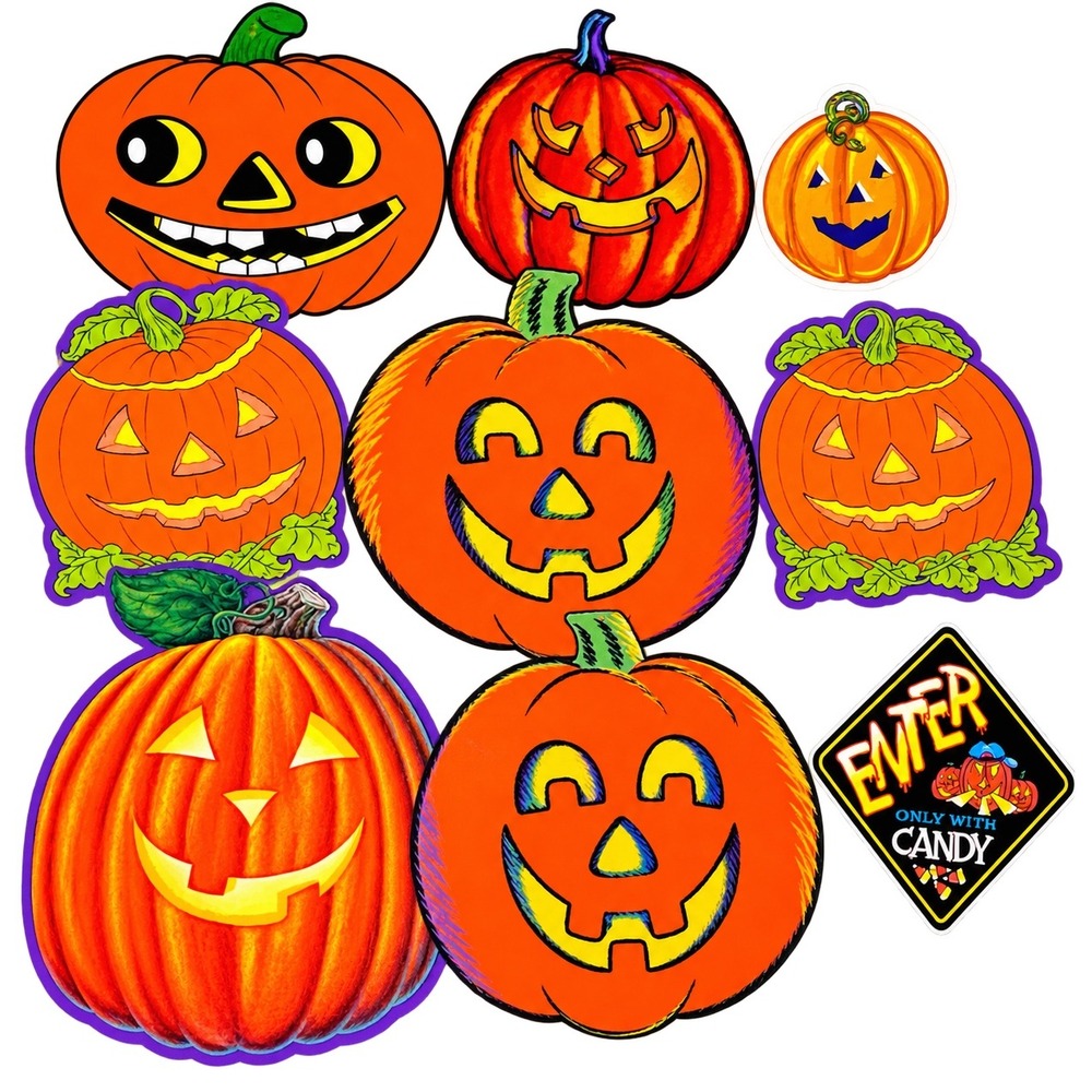Vintage 80s 90s Pumpkin Cut Outs Halloween Decorations Trend Setters 9pc Lot